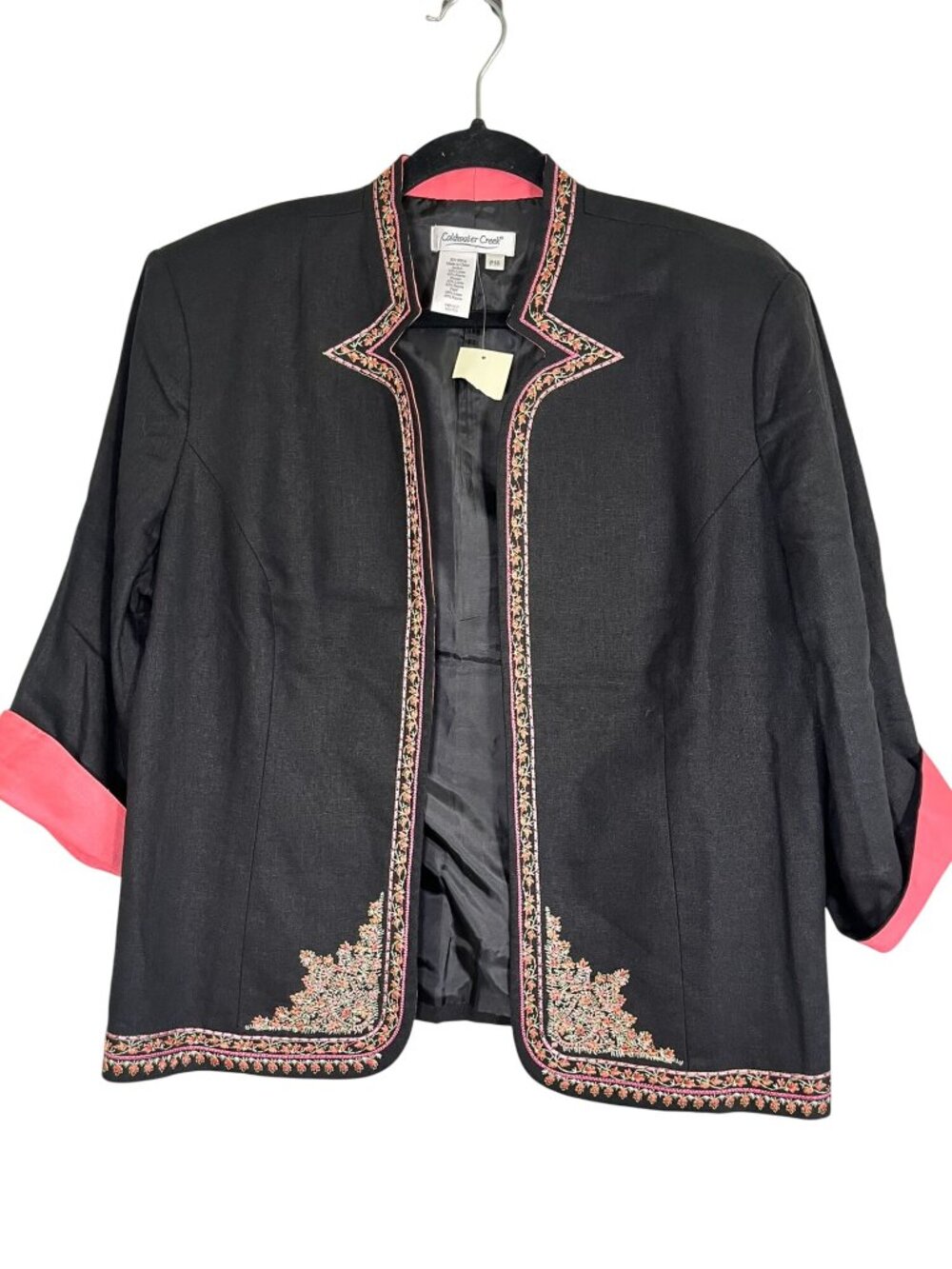 Coldwater Linen Floral Embroidered Jacket Colorful 14P Classic Preppy Retro Boho